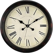 Horloge Murale Vintage DIYZON 40cm | Mouvement Silencieux | Chiffres 3D Noirs | Alimentation Pile AA