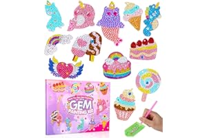 Azyvum Breloczek do kluczy do diamentowego malarstwa, 12 sztuk, zestaw do malowania diamentami 5D, "zrób to sam", wisiorek z kamieniami szlachetnymi, zestaw do majsterkowania dla dzieci od 6 lat