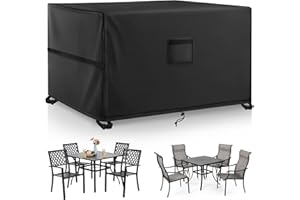 Kovshuiwe Pokrowce na meble ogrodowe, 120 x 90 x 74 cm, wodoodporny pokrowiec na stół tarasowy, 420D, wytrzymała tkanina Oxford, pokrowiec na meble rattanowe, wiatroszczelny, odporny na promieniowanie