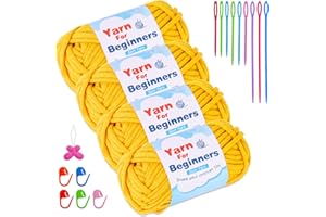 BUOKKON 200g Turmeric Easy Yarn, Crochet Yarn for Beginner with Easy-to-See Stitches, Chunky Cotton-Nylon Blend Yarn, Crochet Yarn Thick for Crocheting Knitting Making