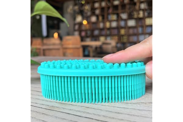 Brosse sensorielle pour enfants ou autisme, épurateur corporel en silicone souple, brosse de douche pour animaux de compagnie, brosses de bain, brosse à shampoing (ovale-sarcelle)