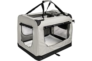 Faltbare Hundebox Transporttasche Transportbox Auto für Katze Hunde Große Kleine Box Bag Bed Decke Klein Auto Transport 7 Größen Taschen Fünf Farben Petigi (Creme, L (70 x 52 x 51 cm))