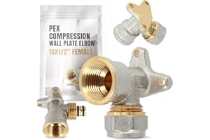 INSTALGURU PEX arco con disco da parete 16 x 1/2" IG, riscaldamento ad acqua, raccordi a vite e compressione, piastra da parete, gomito, tubazione