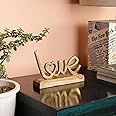PURESTORY Love Sign Decor | Decorative Items For Home Living Room | Metal Word Sign with Wooden Base | Gift Items For Home Decoration | Decoration For Library | Tabletop For Gallery & Office - Gold