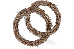 ‎COM-FOUR com-four® 2X DIY Deko Holz-Kranz zum Basteln - Rattan Kranz zum Dekorieren von Fenstern, Tischen und Türen (2 Stück - Ø25cm)