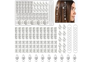 Kieswan 100 Stück Dreadlocks Schmuck Wikinger Haarschmuck Silber, Metall Haarringe für Zöpfe, Verstellbar Cuffs Haarperlen Haarspiralen für Braids Zubehör Dekoration