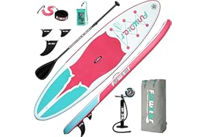 ‎FUNWATER FunWater Aufblasbares Stand Up Paddle Board Surfbrett SUP Komplettes Paddleboard Zubehör Verstellbares Paddel, Pumpe, ISUP Reiserucksack, Leine, wasserdichte Tasche, Erwachsene Paddelboard