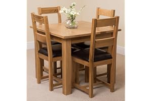OAK FURNITURE KING Oslo 90 x 90 cm Oak Small Dining Table and 4 Chairs Dining Set with Lincoln Oak Chairs