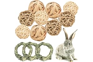 Episkey 12 Pcs Rabbit Toys, Rabbit Treats Guinea Pig toys Small Pets Chew Balls Grass Balls Natural Toys for Rabbits Chinchilla Bunnies Gerbils and Hamster (2.75-3.15", 12 Pcs)