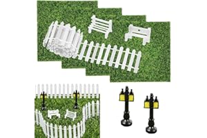 QZOSZ Accessori per casa delle bambole in miniatura Natale, decorazione in miniatura, muschio/erba artificiale, panchina in legno, bianco, lanterna da strada, mini mobili da giardino, micro paesaggio,