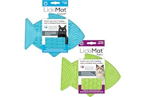 Lickimat Casper & Felix, alimentadores lentos para Gatos en Forma de pez para el aburrimiento felino y la reducción de la ansiedad; golosinas y reducción de la ansiedad. (Turquesa Verde)