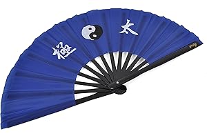 ShenLong Tai Chi Fan (Tai Ji Shan) Bamboo - Right hand, Printed dark blue