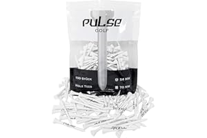 PULSEGOLF Premium Holz Golf Tee - 100 Stück in verschiedenen Größen und Farben