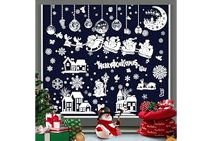 Wybtbm Pegatinas Navidad Ventanas Blanco, Decoracion Navidad Cristal, Adhesivos Navidad Ventana Grandes PVC, Reutilizable Vinilos Ventana Navidad para Invierno Casa Escaparates Adornos Navidad 274pcs