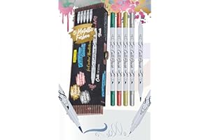 Online - CalliBrush | Rotuladores Metálicos Doble Punta - Pack 5 Rotuladores en Colores Variados