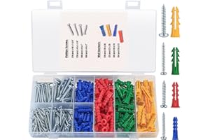 BJBJJIU Set di 265 Tasselli e 135 Cartongesso, 130 Vite Testa Piatta a Croce, Tasselli Scanalati e Viti Autofilettanti