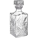 Bormioli 1 Litre Cut Glass Square Glass Decanter Whisky Decanter