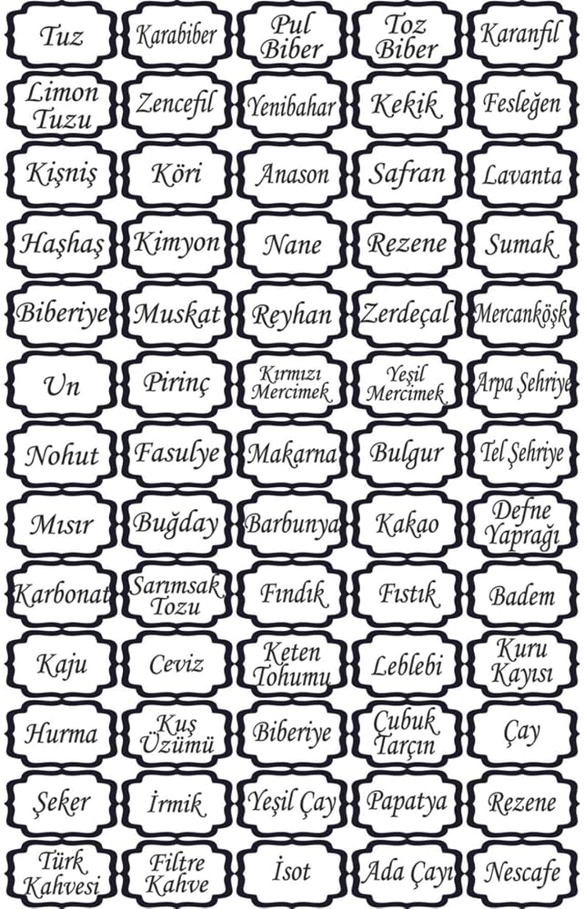 Ms Major Selection Baharatlık Etiketleri Baharat Isimli 33 * 48 Opak