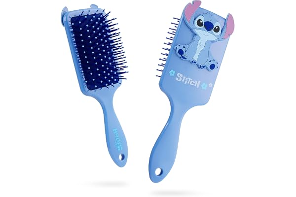 Disney Brosse à Cheveux Stitch, Baby Yoda, Marie Aristochats, Minnie, Idée Cadeau Enfant Ado Adulte, Accessoires Officiels, Brosse Cheveux Démêlant, Accessoires Lilo et Stitch (Bleu Stitch)