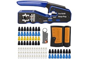 MAYLINEE-TECH MAYLINEE Pelador de cables de red RJ45/CAT5 Herramientas de Crimpado para RJ45 Crimpadora CAT5/CAT5E RJ11/RJ12 con Probador de Cables LAN Pelacables Conector Alicates(Rojo)