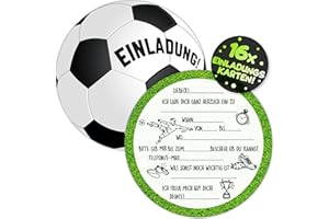 ‎VULAVA VULAVA 16x Fußball EINLADUNGSKARTEN KINDERGEBURTSTAG Junge Mädchen - die Soccer PARTY Karten sind die Fussball EINLADUNG für Jungen Mädchen Kinder GEBURTSTAG Fußballspiel KINDERPARTY Fussball-Turnier