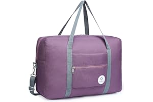 Narwey Plegable Bolsa de Viaje 45x36x20 Bolsa de Mano Equipaje Equipado Weekender Bag Deporte Bolsa de Fin de Semana Bolso Mujer para Easyjet Avíon 25L con Correa de Hombro(Morado)