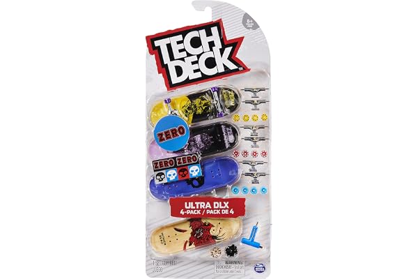 TECH DECK - FINGER SKATE - PACK 4 FINGER SKATES - Authentique Finger Skates 96 mm À Personnaliser et à Collectionner - Mini skate de doigt - Jouet Enfant 6 Ans et + - Modèle aléatoire
