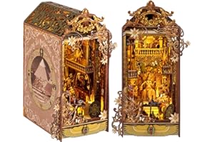 GATPHY Kit de casa en miniatura de madera fácil libro Nook DIY kit con caja de música LED kit de casa en miniatura invernadero para niños adultos regalos creativos de Navidad (G)