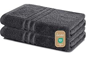 Lavea Série Elena - Lot de 2 Serviettes de Bain Luxe 70x140 cm, Éponge 100% Coton, Ultra Douces, Absorbantes, Durables, Idéales Douche & Sauna - Anthracite