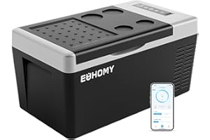 EUHOMY 18L Kompressor Kühlbox [-20℃~20℃] | 15-Min Schnellkühlung | APP Steuerung | 12/24V DC & 240V AC | 3-Stufen Batterieschutz | ECO/MAX Modi | <42dB Kompressor für Camping, Reisen, Boot