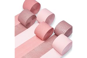 PartyWoo Krepppapier 6 Rollen 150 m, Kreppband Satz von Rose Gold, Rosa und Altrosa, Creppapier, Krepp Papier für Partydeko, Geburtstagsdekorationen, Hochzeitsdekorationen (4,5 cm x 25 m/Rolle)