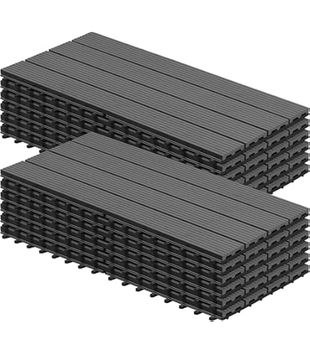 CCLIFE WPC Terrasplanken, balkonvloer, terrastegels, kliktegels, terras, 30 x 30 cm, waterdicht, antislip, geschikt voor balkon en tuin, bruin, CushHom