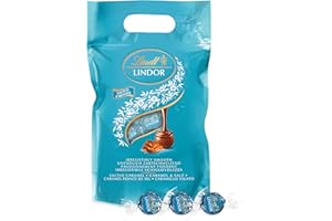 Lindt - Sachet Grand format LINDOR - Chocolat au Lait-Caramel Pointe de Sel - Cœur fondant, 1kg