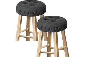 Sunlit Juego de 2 fundas redondas para taburetes de bar, suaves y acolchadas, solo funda, 12 pulgadas de diámetro, color negro