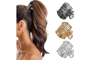 Irikdescia® 3 Stück hohe Pferdeschwanz-Clips, Haarspangen aus Metall für verbesserte Frisur, modische Haar-Accessoires, hohe Pferdeschwänze und dickes Haar (Gold, Silber, Schwarz)