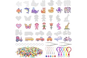 Bofanze 20 Pz Cuentas Para Planchar Plantillas Cuentas Para Planchar Kit Placas de Cuentas con 1000 piezas cuentas 5mm y 2 pinzas 5 piezas cuerda pequeña para Regalos de Cumpleaños para Niño