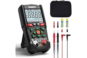 Multímetro Digital KAIWEETS con Control por Botones, 4000 Cuentas, Selección Automática de Rango, TRMS, Función NCV y Prueba de Cable Vivo, Mide Tensión CA/CC, Resistencia, Continuidad y Capacidad