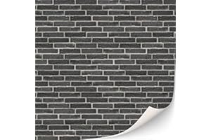 TEXTURKONTOR 3 Sheets Self-Adhesive Wall Cladding for Dollhouse 1:12 Scale (Black Bricks)