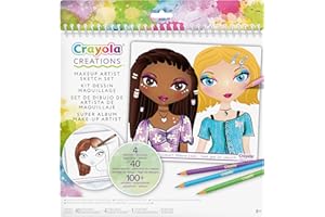 CRAYOLA - Creations, Super Kit Dessin Maquillage, pour Dessiner Maquillages et Coiffures à la Mode, avec Pochoirs et Autocollants, Activité Créative et Cadeau, à partir de 8 Ans, 04-1056