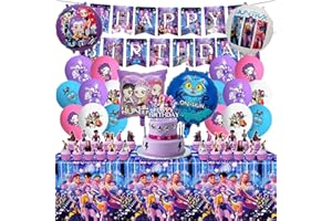 YCWSSB 47pcs Kpo Dem Hunter Decorazioni Compleanno, Kit Festa con Palloncini, Striscione Buon Compleanno, Topper per Torta e Cupcake, Addobbi per Feste Bambini e Adulti