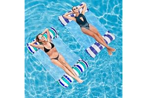 Idota Hamaca Flotante 2pcs, 4 en 1 Flotadores Piscina Hamaca de Agua con Bomba de Aire, Hamaca Hinchable Piscina con Red, Adecuado para Juegos de Verano, Fiestas en la Playa(Azul y Verde Azulado)