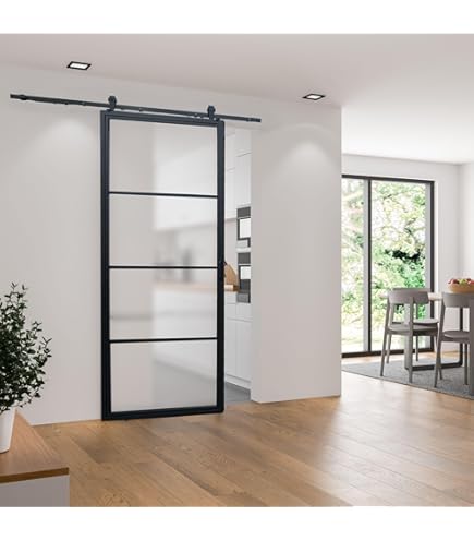Emmtore Glas Schiebetür 102x205cm - ESG Glas Mit Aluminiumrahmen