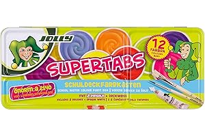 ‎JOLLY Jolly Watercolour Paint Box (Super Tabs Classic, 12 Colours in Storage Tin, 9335 0001
