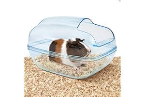 BAANFLY Large Hamster Sand Bathroom Set Small Animal Sand Bathtub Container Pet Toilet Washroom Box with 30g Natural Wood Chips Fluffy Shavings Creative Plastic Bath Basin for Small Pet Cage Accessory