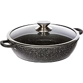 Kamberg Baja 11 inch stockpot, cast aluminium, non-stick stone coating, glass lid, all fires including induction, PFOA free