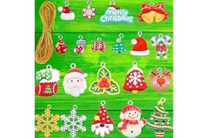 WGIJXA 20 Piezas Miniaturas de Navidad Resina con Hilo Dorado, 2 Tallas Figuras Pequeñas Miniatura Mini Adornos de Navideños Colgantes Decoración, Figuritas Mini Navideñas Arbol Decoracion Papa Noel