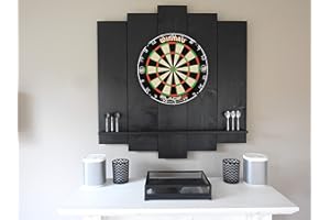 WDS DARTS SPORTS Wooden Dartboard Surround | Premium Dart-Wandschutz & Tablet-Halter (Optional) | Geflammter Burned Look oder Color Design (Catchring, Dart Umrandung, Backboard)