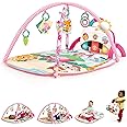 Bright Starts 4-in-1 Groovin’ Kicks Piano Gym, Tummy Time Play Mat & Activity Baby Toys, Floral Fiesta, Newborn to Toddler