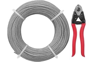 VEVOR T316 Deck Railing Cable, 1/8" Stainless Steel Wire Rope 300 ft with Cutter Kit, 7x7 Strands Construction Marine Aircraft Grade for Handrail Stair Decking Fence Outdoors