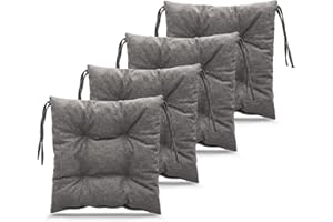 ‎POSTERGALERIA postergaleria 4er-Set Stuhlkissen 40x40 cm grau - Stuhlkissen mit Bändern, Steppkissen, Bodenkissen - Sitzkissen für Gartenstuhl, für Indoor und Outdoor, Outdoor Stuhlauflage als Stuhl Kissen